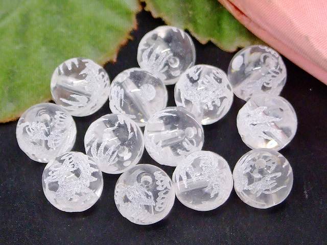 68167　　今月30%off わけあり 水晶 龍彫り 素彫り 10mm 1粒売り クリスタル クォーツ 送料無料有 ブラジル産 天然石 パワーストーン
