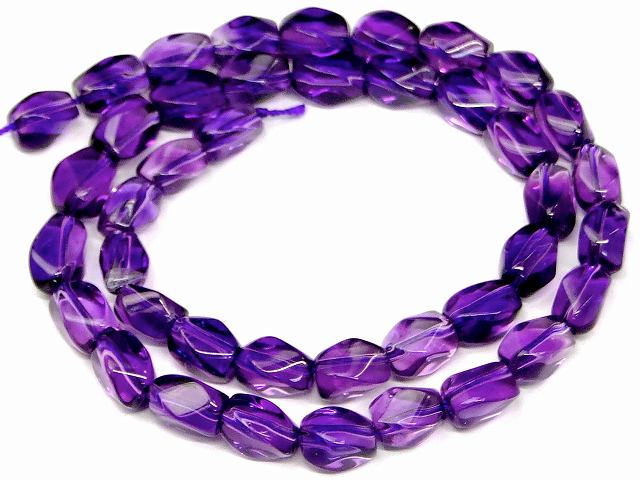 68279　　アメジスト ツイスト 10mm×6mm 1連38cm 通し針、解説書、1mゴム付き 送料無料 ブラジル産 天然石 パワーストーン