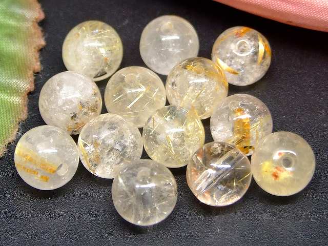 66220　　今月の半額 わけあり ルチルクォーツ 7mm〜8mm 1粒売り 針水晶 送料無料有 ブラジル産 天然石 パワーストーン