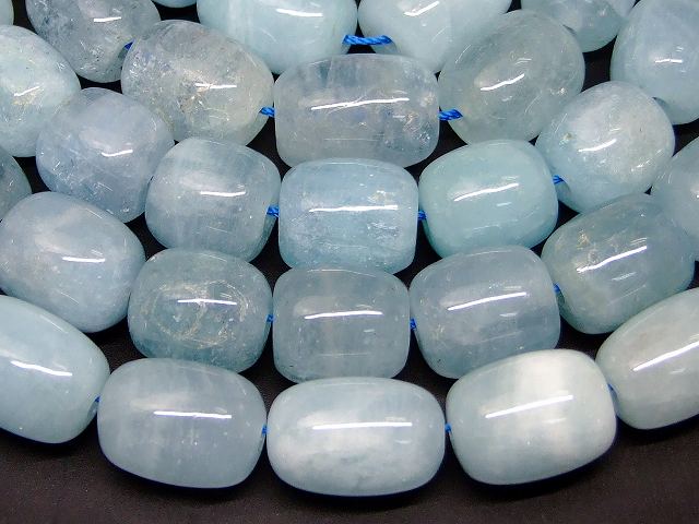 b3-7132　　アクアマリン 20mm〜15mm×14mm 1連38cm 通し針、解説書、1mゴム付き 送料無料 天然石 パワーストーン