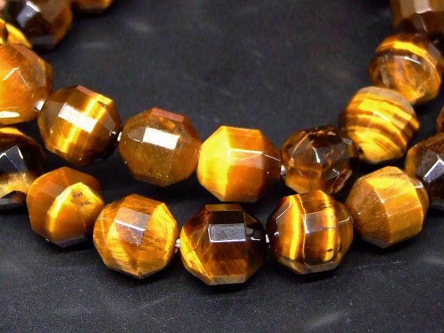 g3-2101R　　イエロータイガーアイ 黄虎目石 10mm カット ブレスレット 内径調整可 送料無料 天然石 パワーストーン