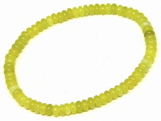 乐天商城 - g3-3382A　　黄緑 カルセドニー 4mm×2mm そろばん ソロバン 算盤 ブレスレット 内径調整可 送料無料 ブラジル産 天然石 パワーストーン