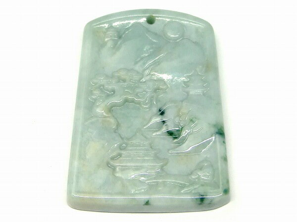 乐天商城 - 66498　　今月の半額 ミャンマー翡翠 ペンダントトップ 50mm×37mm 1個売り ヒスイ ?州 蘇州 ミャンマー産 送料無料 天然石 パワーストーン