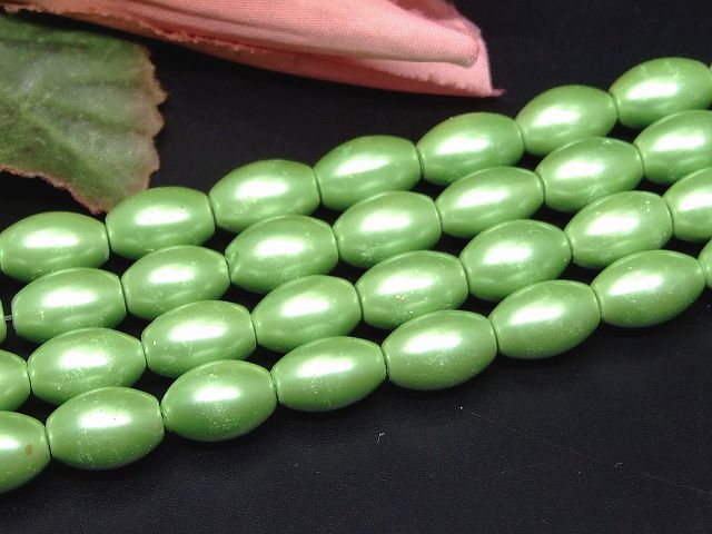 H3-8K　　工場処分品特価 今月半額以下 わけあり ヘマタイト 黄緑 磁気あり 12mm×8mm 磁有 1連40cm 通し針、解説書、1mゴム付き 送料無料有 イギリス産 天然石 パワーストーン
