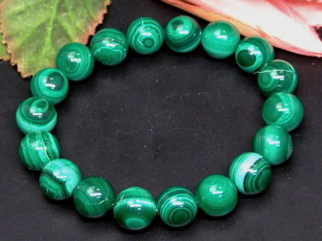 g3-628P　　今月40％OFF わけあり 天眼 マラカイト 11mm ブレスレット 内径17cm 孔雀石 ポーチ付き 送料無料 ロシア産 天然石 パワーストーン