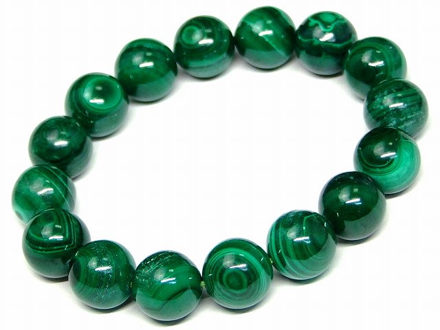 g3-630B　　天眼 マラカイト 13mm A ブレスレット 内径17cm 孔雀石 ポーチ付き 送料無料 ロシア産 天然..