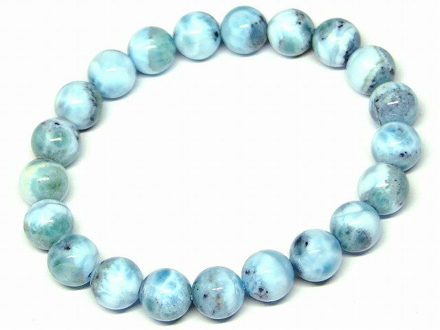 g3-1004C　　今月の半額 ラリマー 9mm A ドミニカ共和国産 ブレスレット 内径17cm ポーチ付き 鑑別済・本物保証 送料無料 天然石 パワーストーン