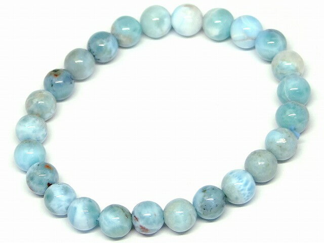 g3-1004N　　今月の半額 ラリマー 7mm〜8mm A ブレスレット 内径調整可 鑑別済・本物保証 ポーチ付き 送料無料 天然石 パワーストーン