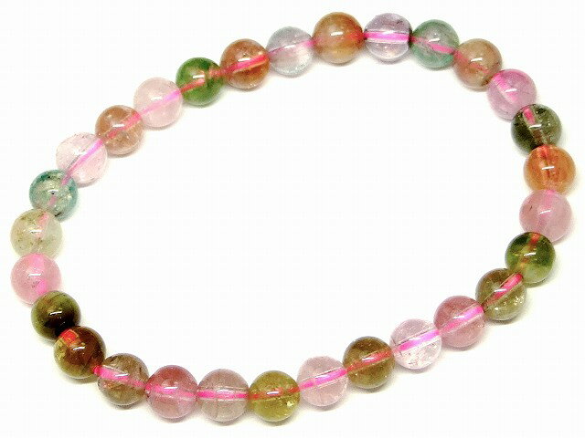g3-851H　　ミックストルマリン 電気石 6mm AAAA ブレスレット 内径16cm ポーチ付き 送料無料 ブラジル産 天然石 パワーストーン