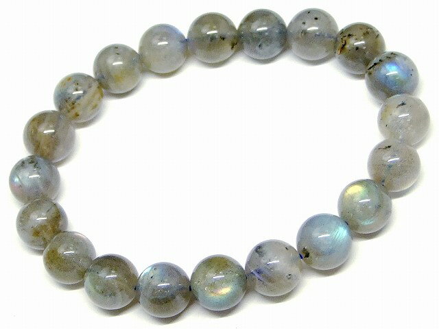 67018　　ラブラドライト 10mm AA ブレスレット 内径18cm 曹長灰 ポーチ付き 鑑別済 本物保証 送料無料 マダガスカル産 天然石 パワー..