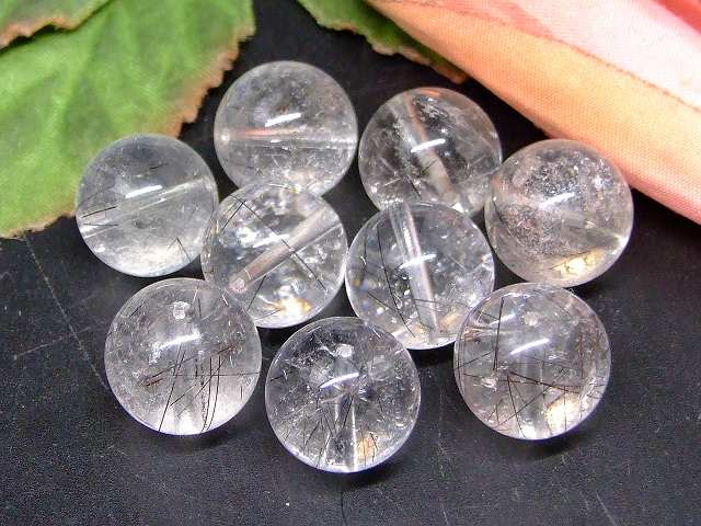 67071　　ブラックルチルクォーツ 針水晶 13mm〜14mm AA 1粒売り 送料無料有 ブラジル産 天然石 パワーストーン