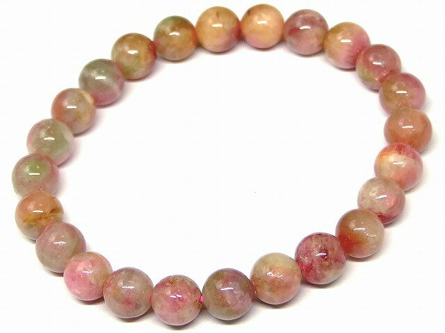 67176　　ミックストルマリン 電気石 7mm〜8mm A ブレスレット 内径16cm ポーチ付き 送料無料 ブラジル..