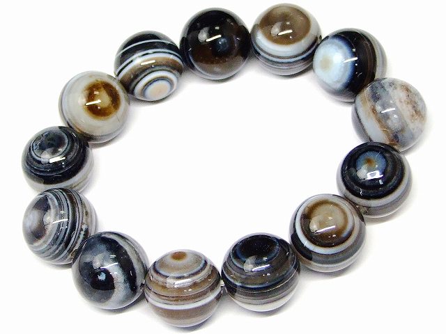 67276　　双眼 黒天眼石 16mm 特級 ブレスレット 内径17cm ポーチ付き 送料無料 天然石 パワーストーン