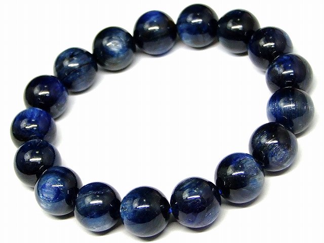 g3-685C　　カイヤナイト 12mm A ブレスレット 内径調整可能 鑑別済 本物保証 ポーチ付き 送料無料 ブラジル産 天然石 パワーストーン