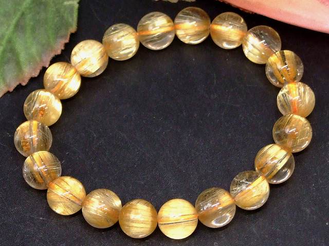 67550　　タイチンルチルクォーツ 針水晶 10mm AAA ブレスレット 内径17cm ポーチ付き 送料無料 ブラジル産 天然石 パワーストーン