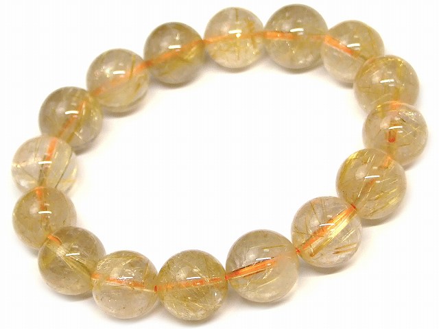 67533　　タイチンルチルクォーツ 針水晶 13mm〜14mm A+ ブレスレット 内径18cm ポーチ付き 送料無料 ブラジル産 天然石 パワーストーン