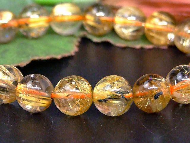 67552　　タイチンルチルクォーツ 針水晶 9mm〜10mm AA+ ブレスレット 内径17cm ポーチ付き 送料無料 ブラジル産 天然石 パワーストーン