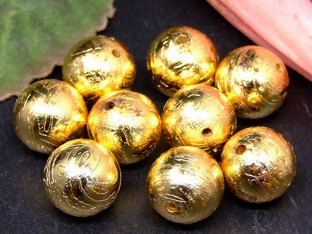 67634　　今月30％OFF わけあり ゴールド 金 ギベオン 鉄隕石 12mm 1粒売り 鑑別済・本物保証 送料無料 ナミビア産 天然石 パワーストーン