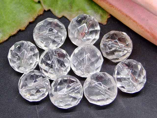 66777　　今月の半額 わけあり 水晶 10mm 64面カット 1粒売り クリスタル クォーツ 送料無料有 ブラジル産 天然石 パワーストーン
