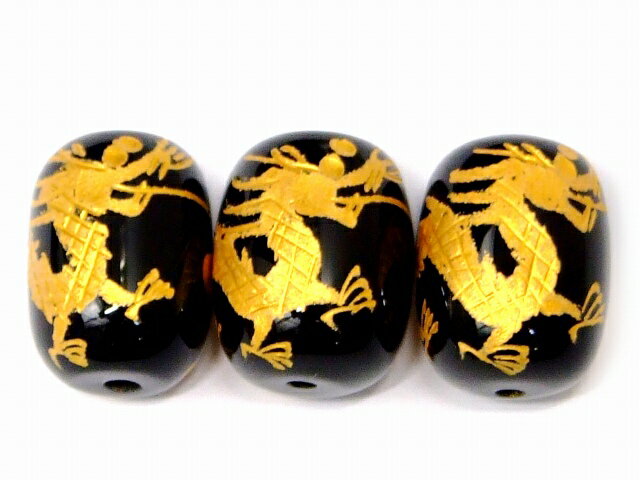 乐天商城 - 66890　　オニキス　龍彫り 金彫り 16mm×12mm　1粒売り　 送料無料 天然石 パワーストーン