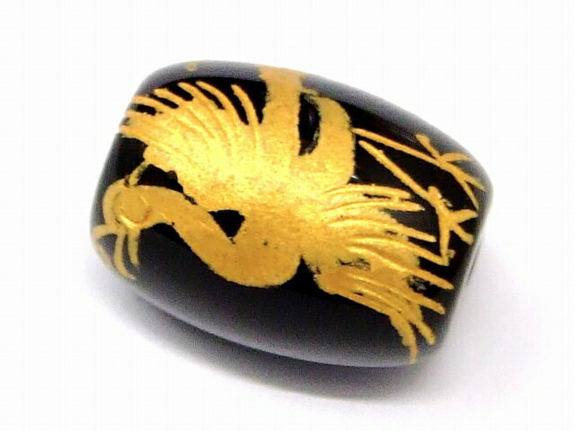 66894　 オニキス 朱雀彫り金彫り11mm×15mm 1粒売り 送料無料有 天然石 パワースト...
