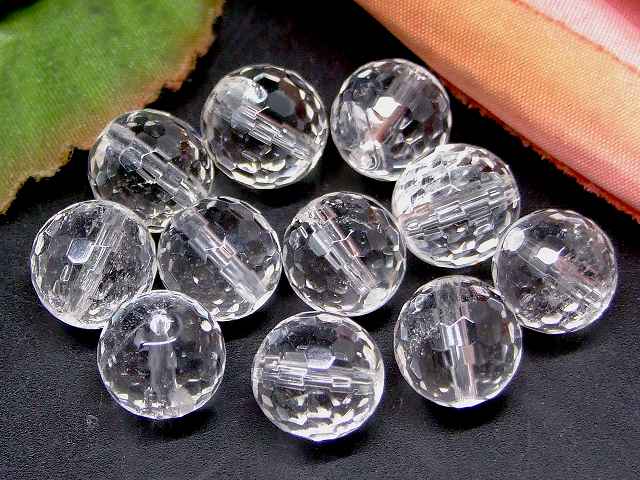 67318A　　今月の半額 わけあり 水晶 10mm 128面カット 1粒売り クリスタル クォーツ 送料無料有 ブラジル産 天然石 パワーストーン