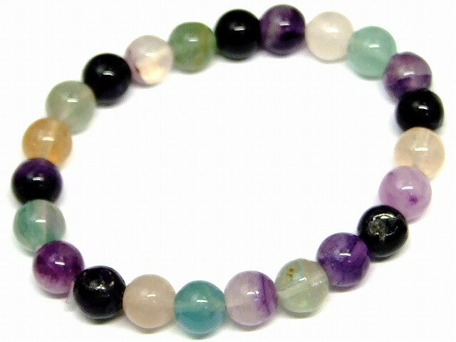 66539G　　今月の半額 わけあり フローライト等 ミックス石 8mm ブレスレット 内径16cm ポーチ付き 送料無料有 天然石 パワーストーン