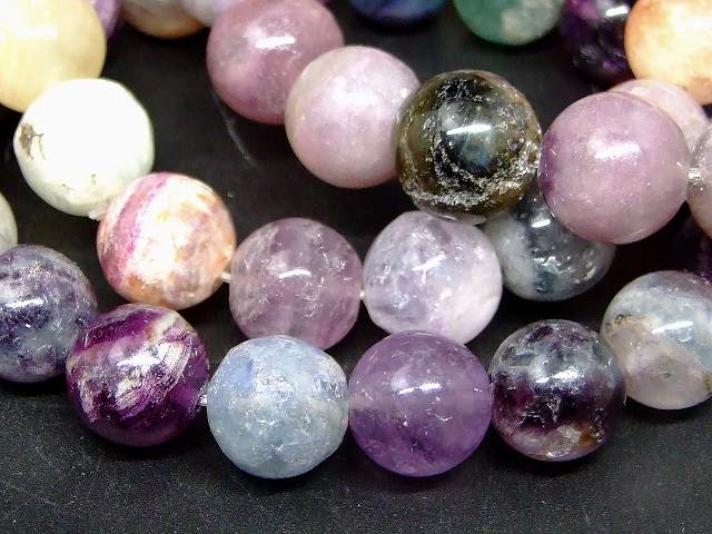 66539E　　今月の半額 わけあり フローライト等 ミックス石 12mm ブレスレット 内径18cm ポーチ付き 送料無料有 天然石 パワーストーン