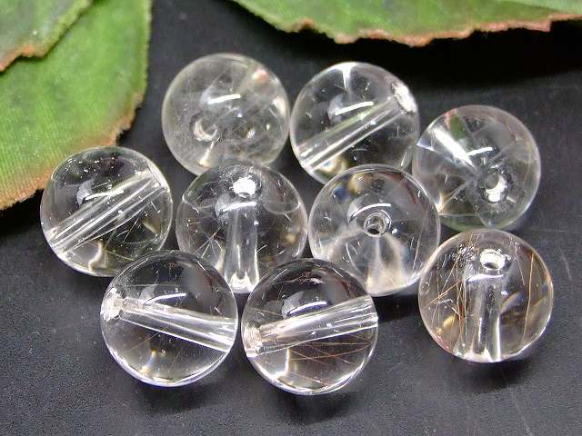 67348　　ルチル入り 水晶 12mm AA 1粒売り クリスタル クォーツ 送料無料有 ブラジル産 天然石 パワーストーン
