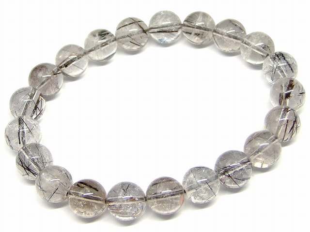 67386　　ブラックルチルクォーツ 針水晶 8mm AAA ブレスレット 内径17cm ポーチ付き 送料無料 ブラジル産 天然石 パワーストーン