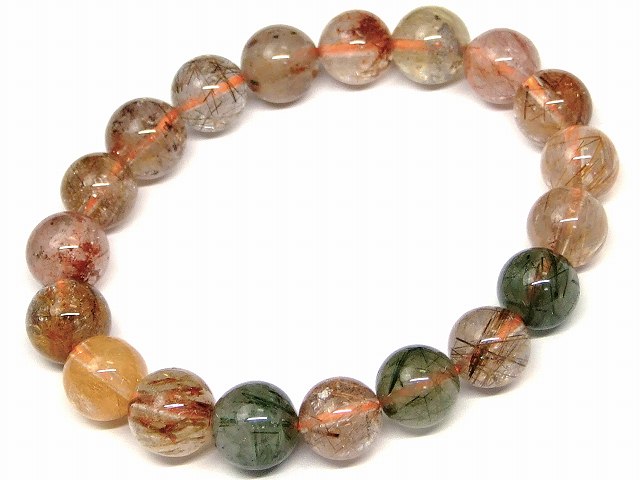 67420　　ミックスルチルクォーツ 針水晶 10mm AA ブレスレット 内径17cm ポーチ付き 送料無料 ブラジル産 天然石 パワーストーン