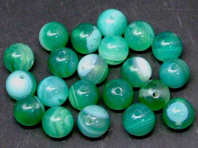 g3-996N　　グリーン縞瑪瑙 14mm 1粒売り メノウ アゲート 送料無料有 ブラジル産 天然石 パワーストーン