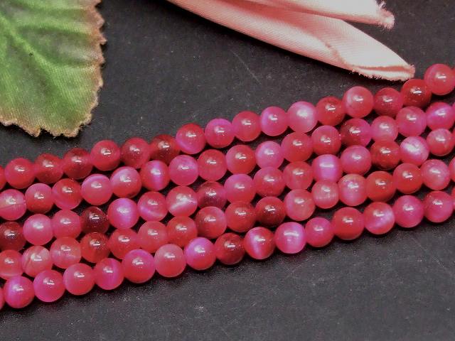 67483　　今月30％OFF わけあり マゼンタピンクタイガーアイ 4mm 虎目石 1連37cm 通し針、解説書、1mゴム付き 送料無料有 南アフリカ共和国産 天然石 パワーストーン