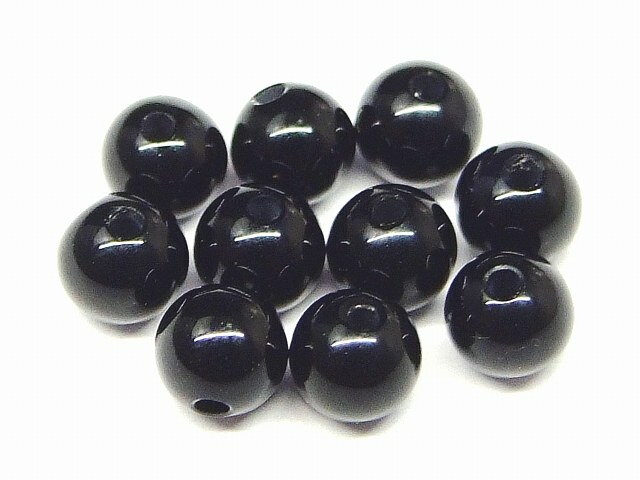 67492　　ブラックオニキス 4mm 10粒セット 送料無料有 ブラジル産 天然石 パワーストーン