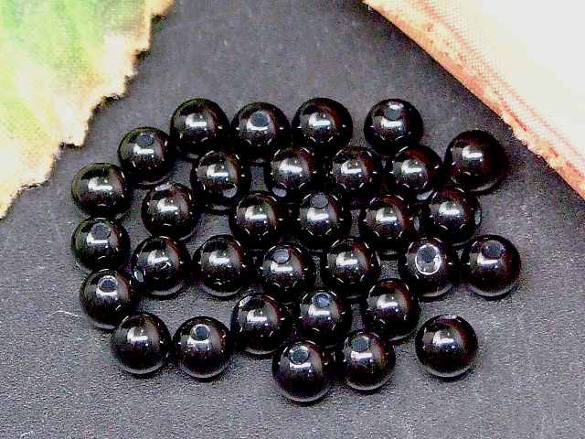 67492　　ブラックオニキス 4mm 10粒セット 送料無料有 ブラジル産 天然石 パワーストーン