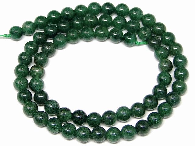67507　　グリーンストロベリークォーツ 6mm A 1連38cm 通し針、解説書、1mゴム付き 送料無料 天然石 パワーストーン