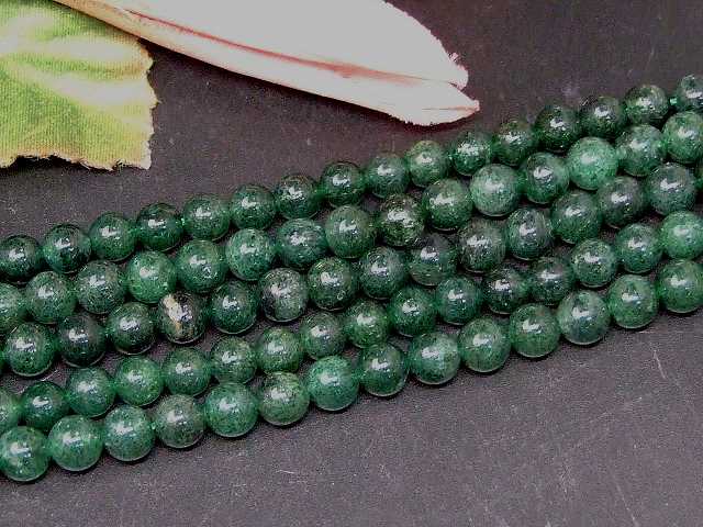 67507　　グリーンストロベリークォーツ 6mm A 1連38cm 通し針、解説書、1mゴム付き 送料無料 天然石 パワーストーン