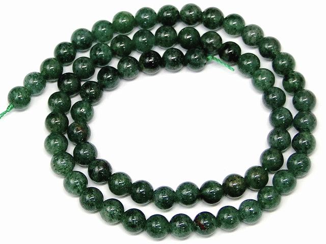 67508　　グリーンストロベリークォーツ 6mm A 1連38cm 通し針、解説書、1mゴム付き 送料無料 天然石 パワーストーン