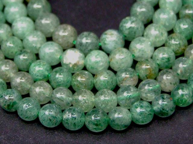 67505　　今月30％OFF グリーンストロベリークォーツ 6mm 1連38cm 通し針、解説書、1mゴム付き 送料無料有 天然石 パワーストーン