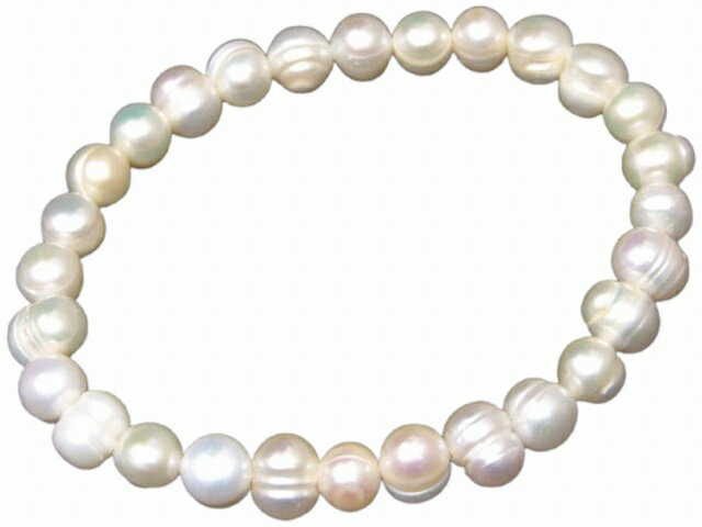 g3-1696B　　淡水 パール 真珠 6mm〜8mm ブレスレット 内径調整可 送料無料 天然石 パワーストーン