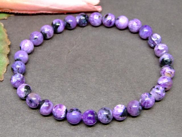 g3-1661　　チャロアイト 6mm 3A ブレスレット 内径16cm ポーチ付き 送料無料 天然石 パワーストーン