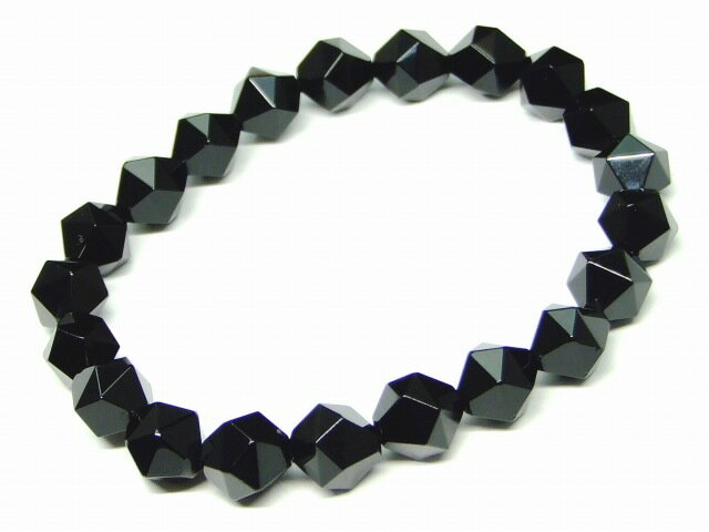乐天商城 - g3-483H　　オニキス 10mm スターカット ブレスレット 内径調節可 送料無料有 天然石 パワーストーン