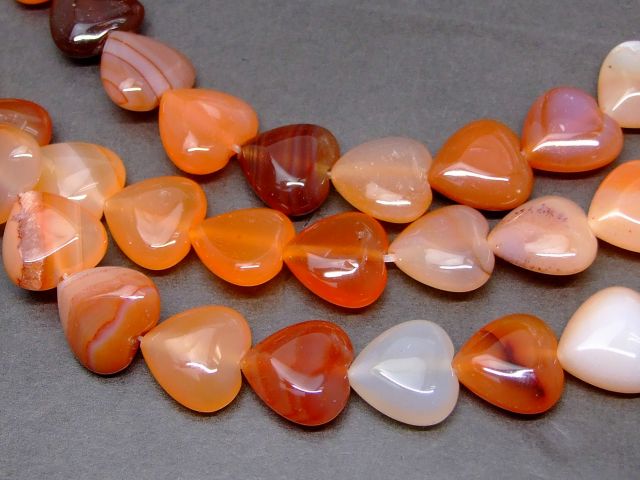 g3-148N　　カーネリアン 14mm ハート 1連37cm 通し針、解説書、1mゴム付き 送料無料 天然石 パワーストーン