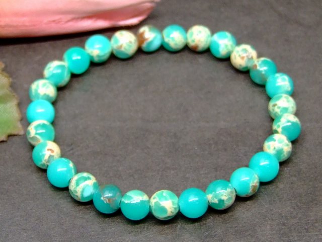 g3-3390D　　インペリアルジャスパー 6mm ブレスレット 内径調節可 送料無料有 天然石 パワーストーン