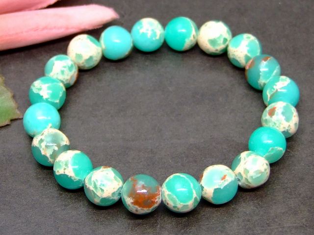 g3-3390F　　インペリアルジャスパー 10mm ブレスレット 内径調節可 送料無料 天然石 パワーストーン