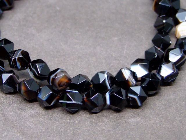 g3-460N　　縞オニキス 6mm スターカット ブレスレット 内径調節可 送料無料 天然石 パワーストーン