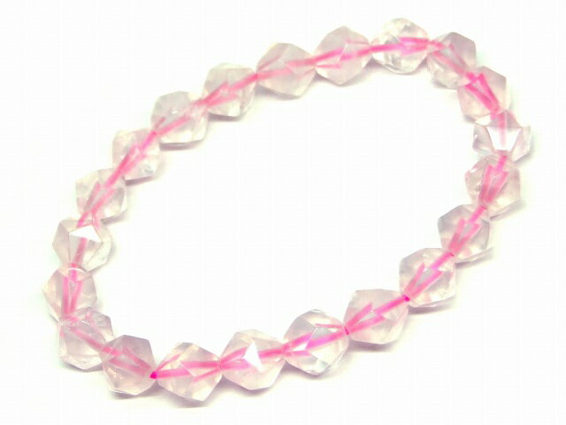 g3-99D　　ローズクォーツ 紅水晶 8mm スターカット ブレスレット 内径調節可 送料無料 天然石 パワーストーン