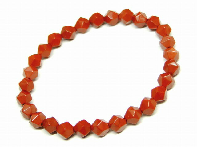 g3-1098K　　レッドジャスパー 6mm スターカット ブレスレット 内径調節可 送料無料 インド産 天然石 パワーストーン