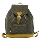本物 ルイヴィトン LOUIS VUITTON LV モンスリ MM リュックサック バックパック モノグラム ブラウン M51136 ビトン バッグ 中古・
