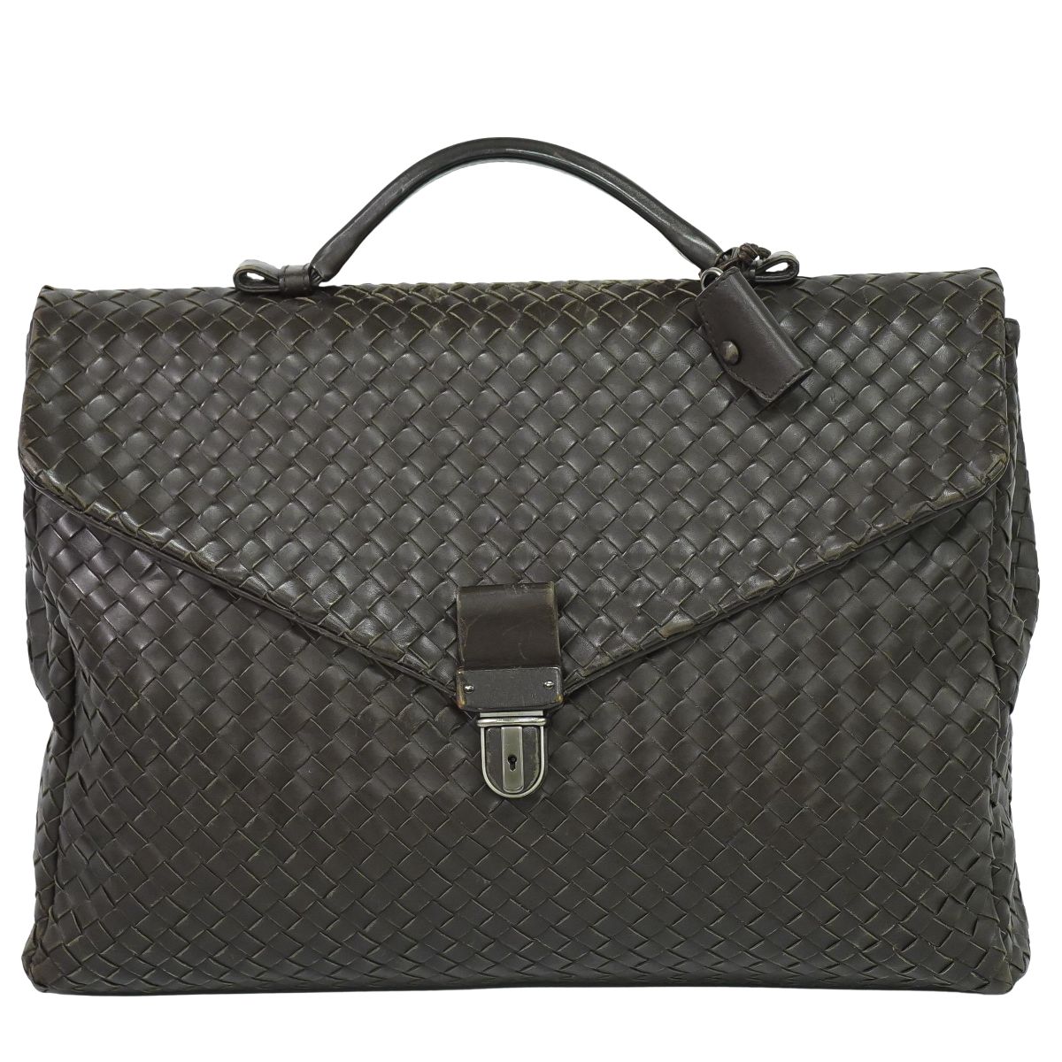本物 ボッテガ ヴェネタ BOTTEGA VENETA イントレチャート ビジネスバッグ ハンドバッグ レザー ブラウ..